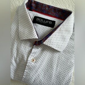 Bolufe Dress Shirt blue white size XXL button down long sleeves